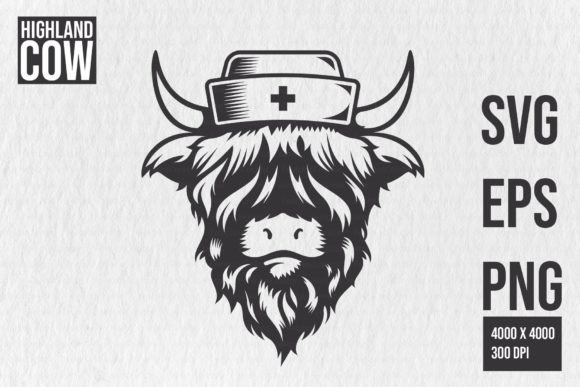 Highland Cow Nurse Graphics for Crafts