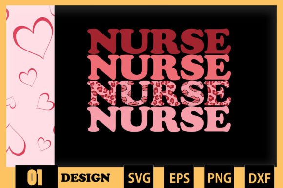 Nurse Retro Leopard Valentine Graphics & Crafts