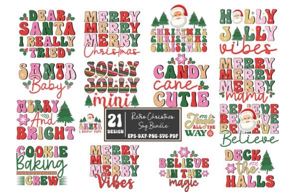 Retro Christmas Graphics for Crafts & Branding